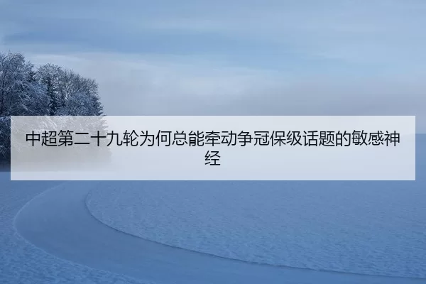 中超第二十九轮为何总能牵动争冠保级话题的敏感神经